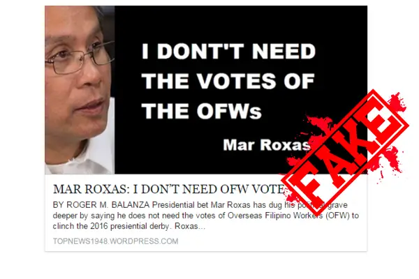 Mar Roxas on OFW Votes