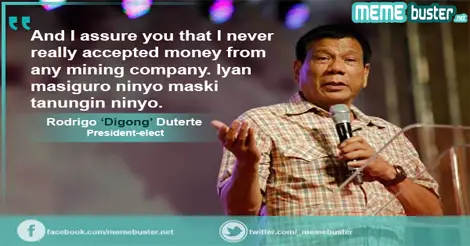 Mining Contributors Duterte Campaign