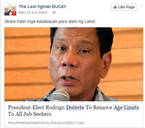 Duterte age limit headline 2