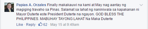 pro-Duterte comment
