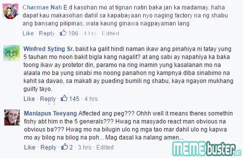 Comments on Roxas Filinf Charges Duterte