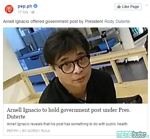 Duterte Government Post Arnell Ignacio
