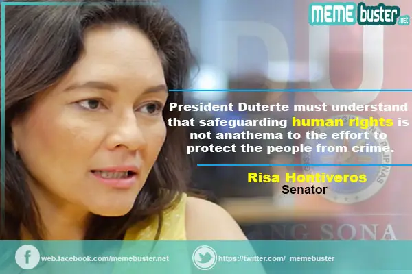 Senator Risa Hontiveros on Duterte's SONA about Human Rights