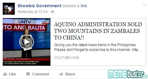 Video of Selling Zambales Mountains to China