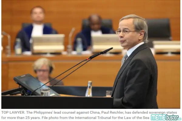 Paul Reichler, Philippine Lead Counsel on West Philippine Sea Case