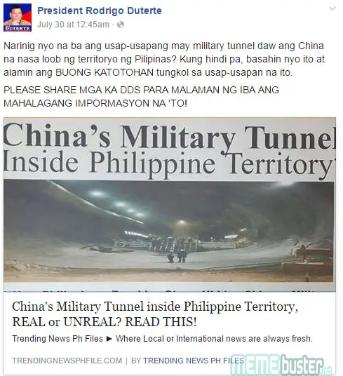 Chinese Military Tunnel In PH