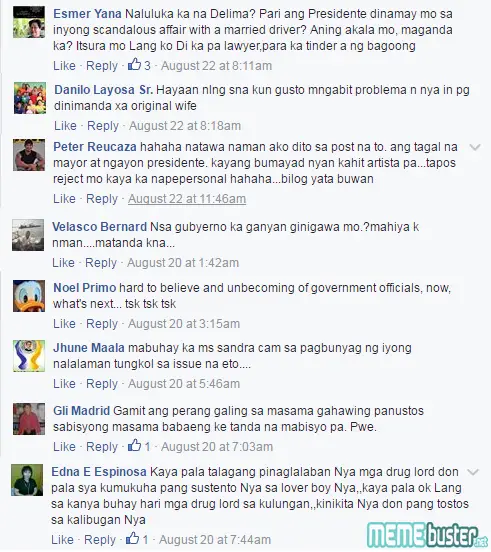 Comments on De Lima Confirmed Dating