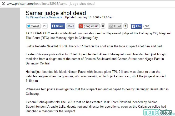 Samar Judge Roberto Navidad shot dead