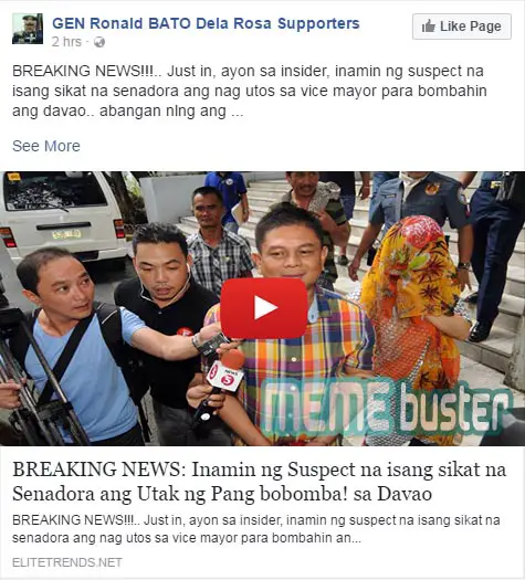 Hoax Insider admits Davao bombing mastermind