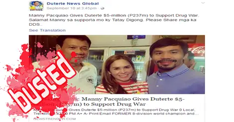 Pacquiao Support Dutertes Drug War