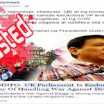 UK Parliament Endorse Duterte