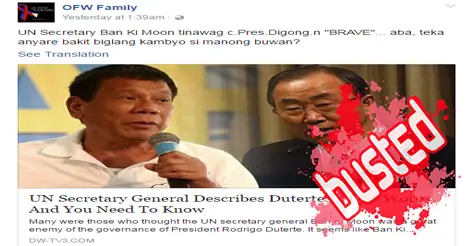 UN Secretary-General call Duterte