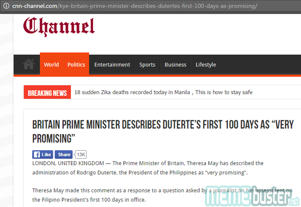 British PM Dutertes 100 Days