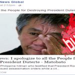 Matobato Apologize for Destroying Duterte
