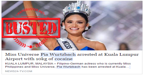 Pia Wurtzbach Smuggling Cocaine
