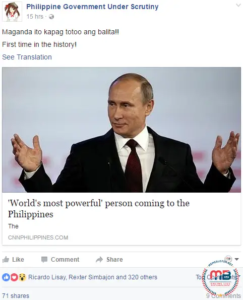 Putin Coming to The Philippines