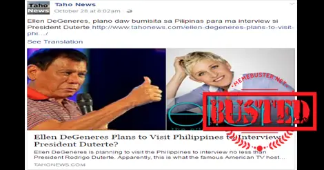 Ellen DeGeneres to Interview Duterte
