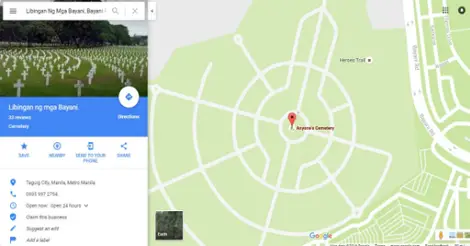 Heroes Cemeterys on Google Maps