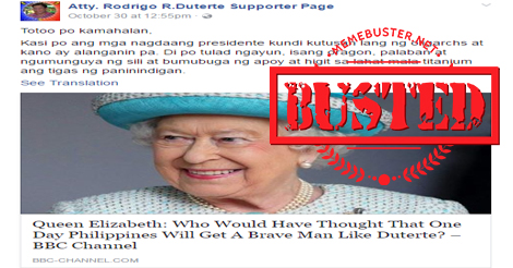 Queen Elizabeth II Duterte Brave