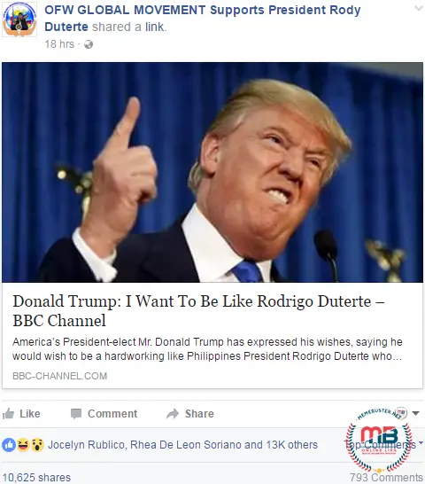 Trump Wanting to Be Like Duterte