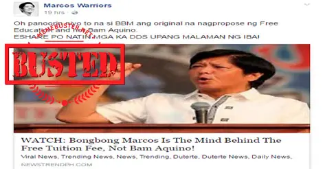 Bongbong Marcos Free Tuition Fee