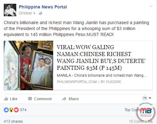 Chinas Richest Man Dutertes Painting