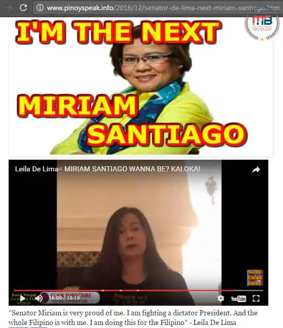 De Lima Next Miriam Defensor Santiago