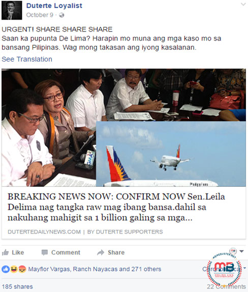 De Lima Try to Leave PH