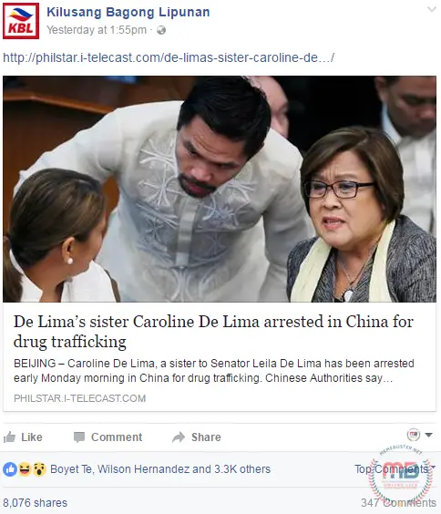 De Limas Sister Arrested in China