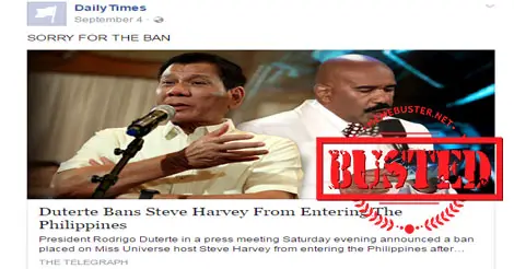 Duterte Ban Steve Harvey