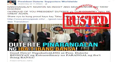 Duterte Extraordinary Awards Foreign Countries