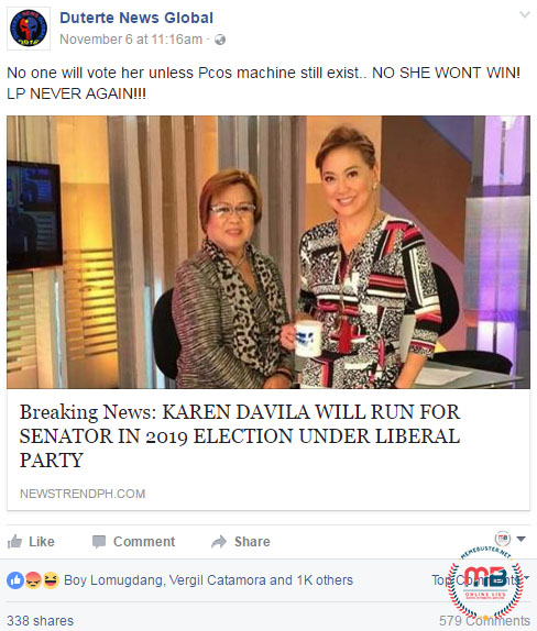 Karen Davila Running for Senator