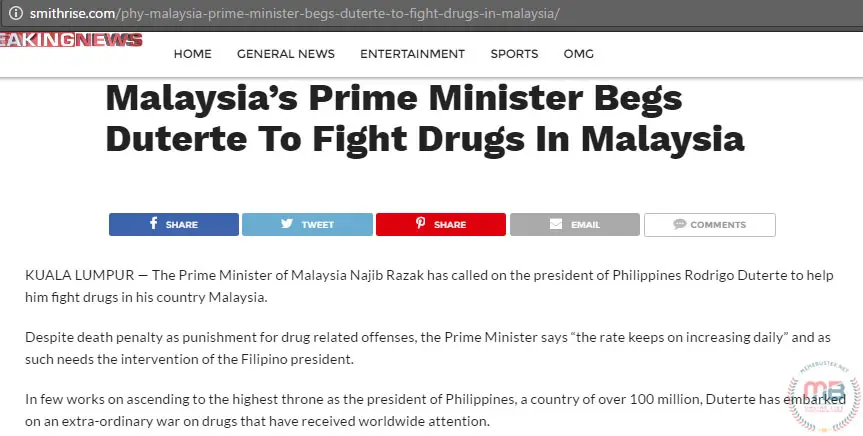 Malaysia Prime Minister Begging Duterte