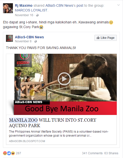 Manila Zoo into St. Cory Park