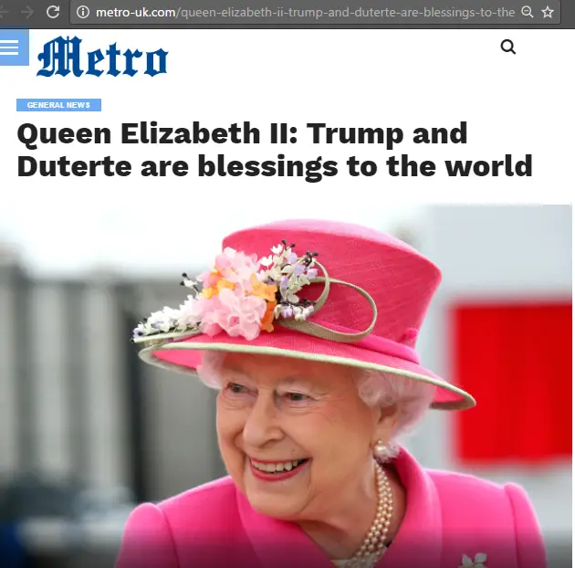 Queen Elizabeth II Trump Duterte blessings