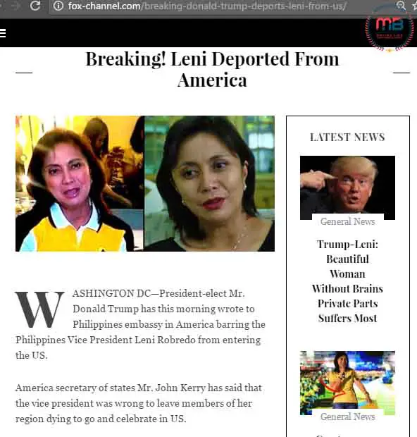 Robredo Deported from The US
