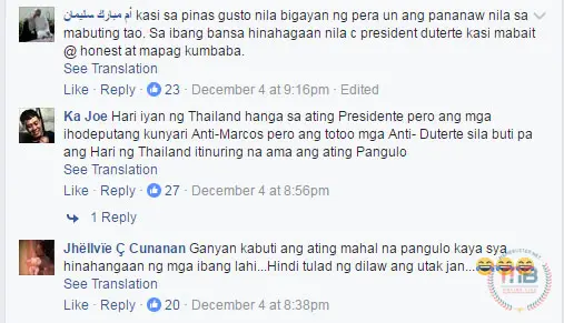 Thai King Call Duterte Father