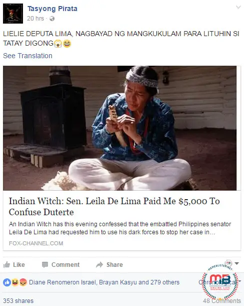 de Lima Paid Indian Witch