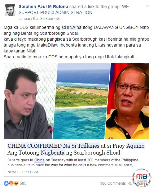 Aquino Trillanes sold Scarborough Shoal