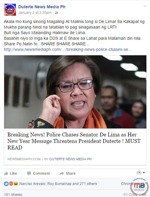 De Lima Chased by Police