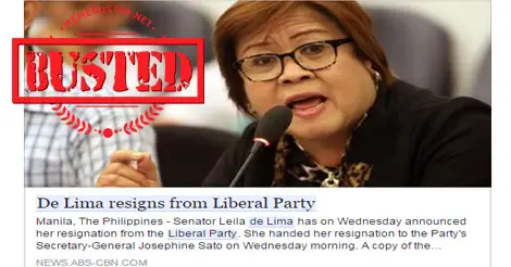 De Lima Resigned from LP