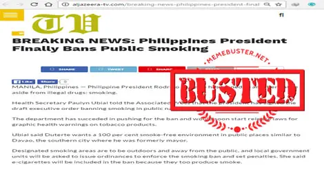 Duterte Banned Smoking in Public