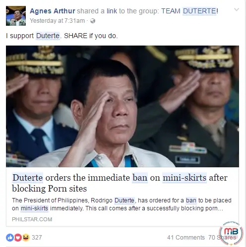 Duterte Bans Mini Skirts