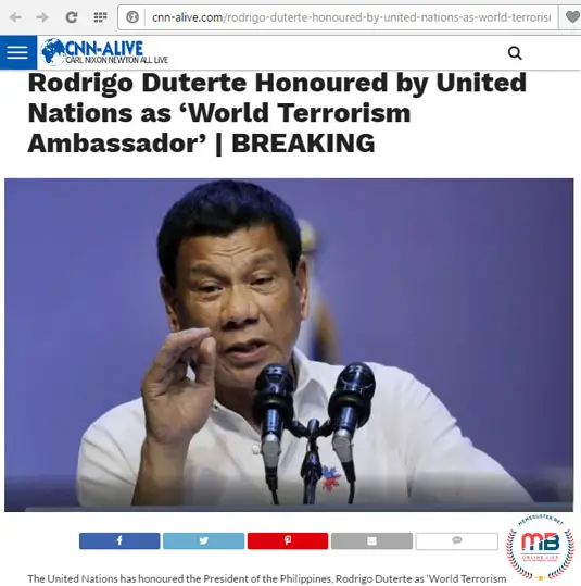 Duterte World Anti Terrorism Ambassador