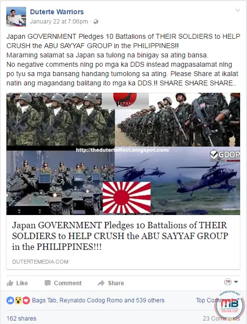 Japan Sends 10 Battalions to PH