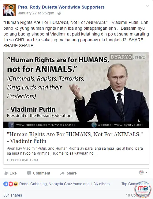 Putin Human Rights Are for Humans