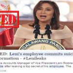Robredos Employee Committed Suicide LeniLeaks
