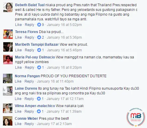 Thai Prime Minister Pinuri si Duterte
