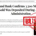 Thailand Bank Gold Deposited Aquino Administration