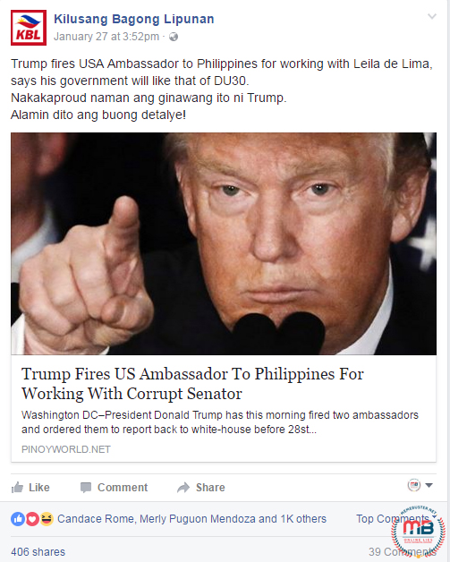 Trump Fires US Ambassador to PH